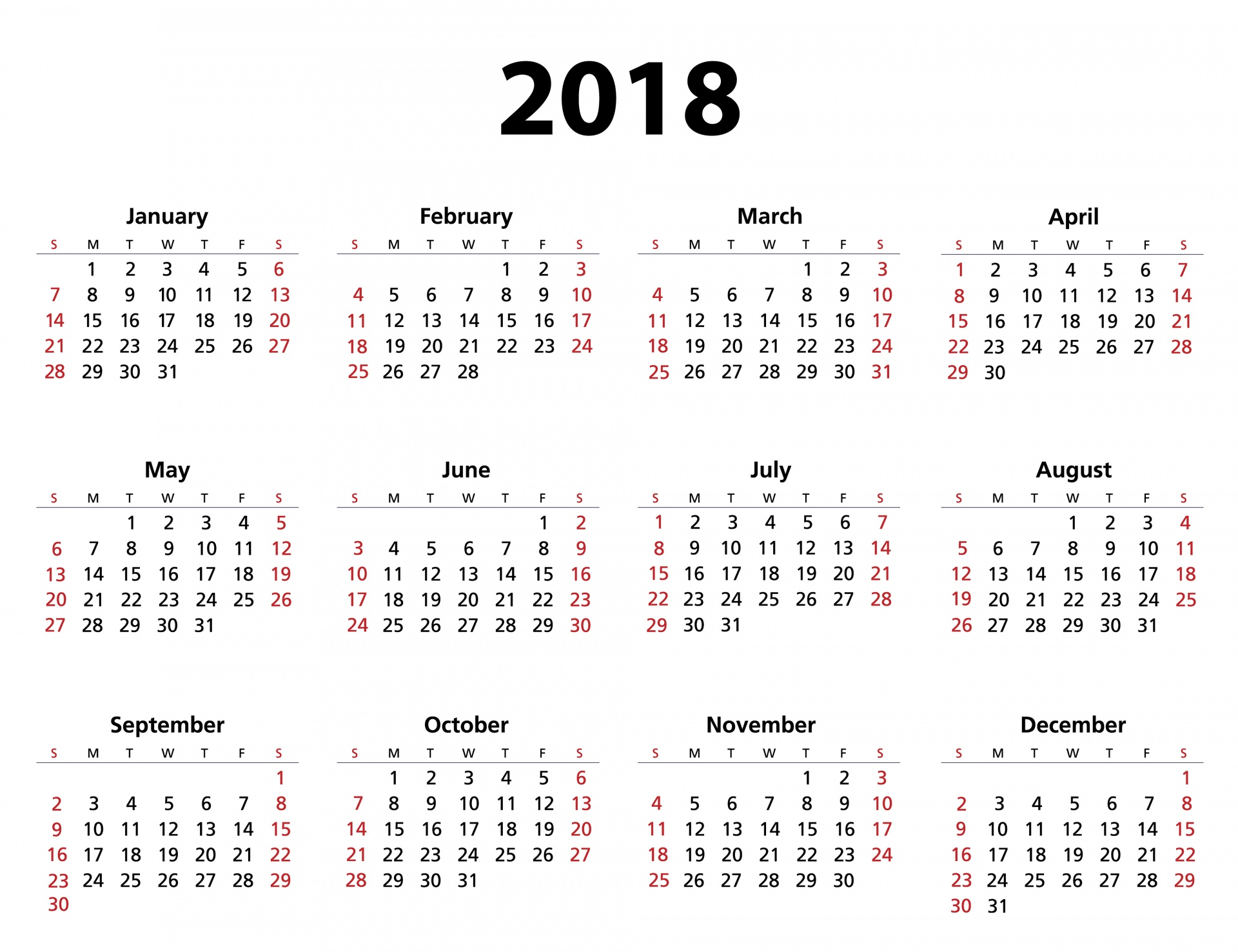 Kalender von 2018